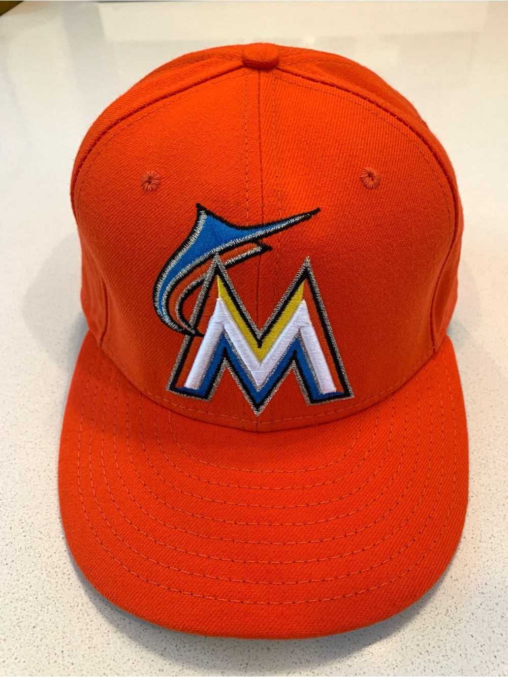 Miami Marlins New Era 59Fifty On-Field Fitted Hat - Alternate Orange, Size 7-3/8